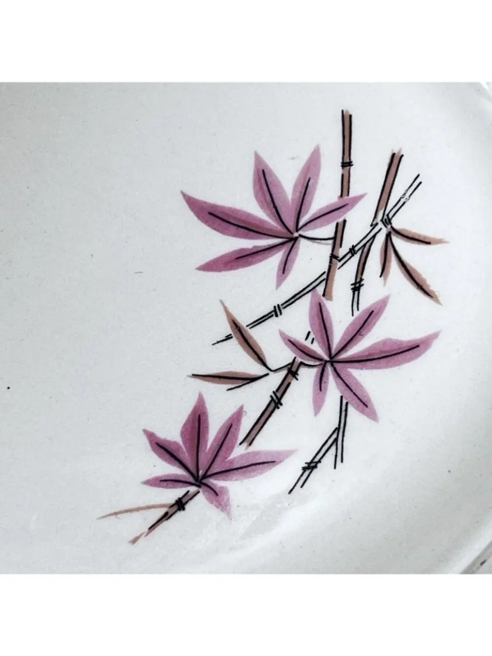 Vtg MCM Salem China Pink Bamboo Plates Set of 3 Dessert Salad 6 inch 1963
